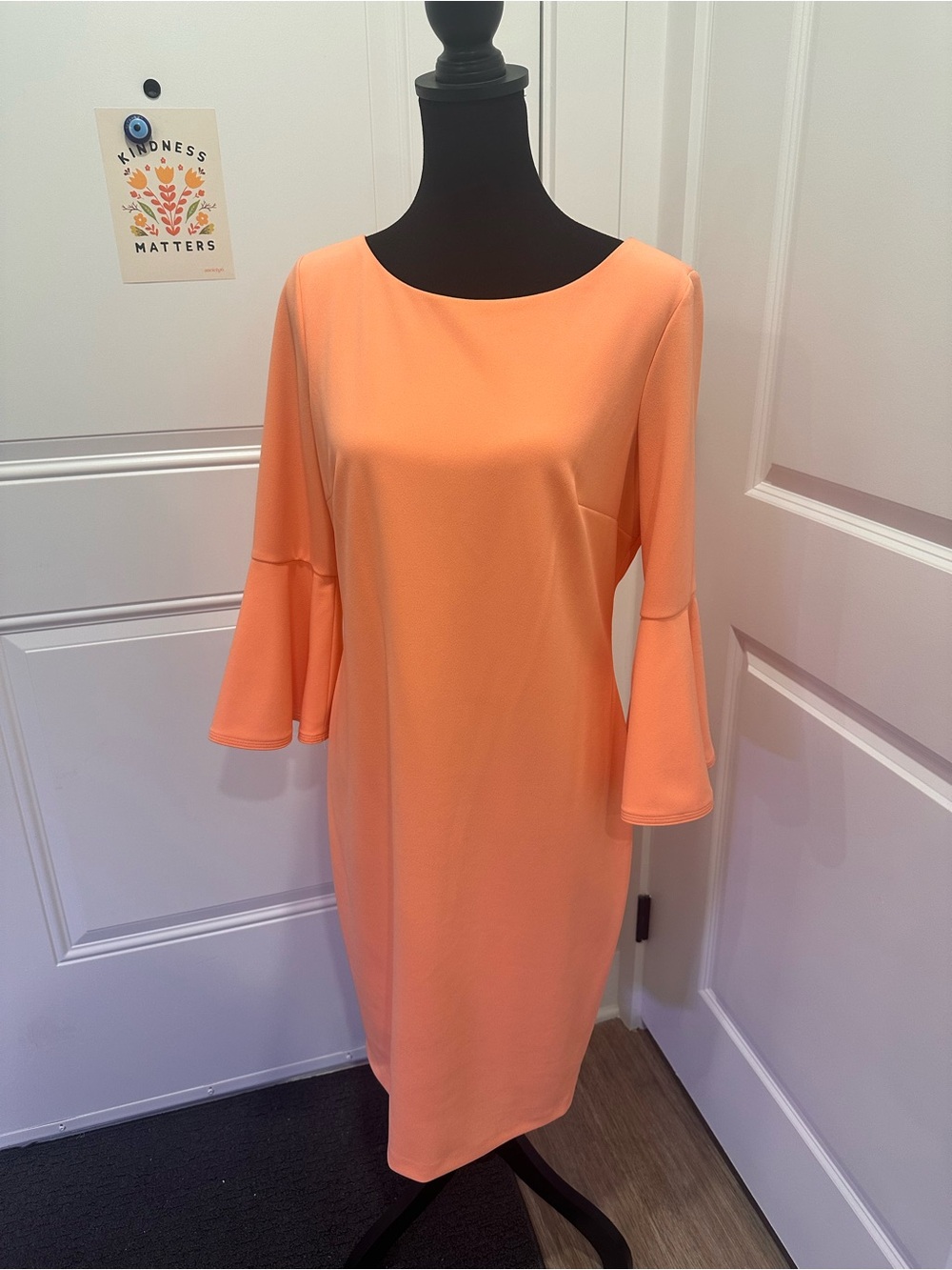 Calvin Klein Coral Bell-Sleeve Sheath Dress